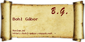 Bohl Gábor névjegykártya